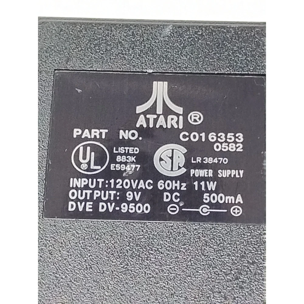 Vintage Atari C016353 AC Power Supply Adapter 9V 500mA Power Cord Retro Gaming